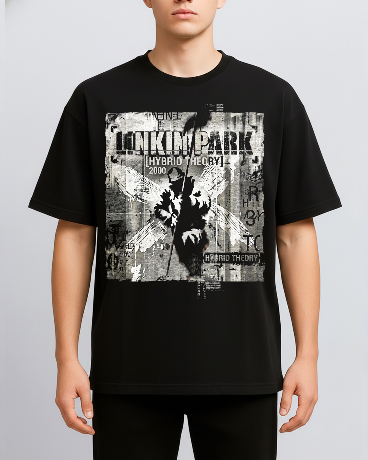 Alternative view of Linkin Park Hybrid Theory Era Vintage Nu Metal Aesthetic Bootleg Washed Streetwe