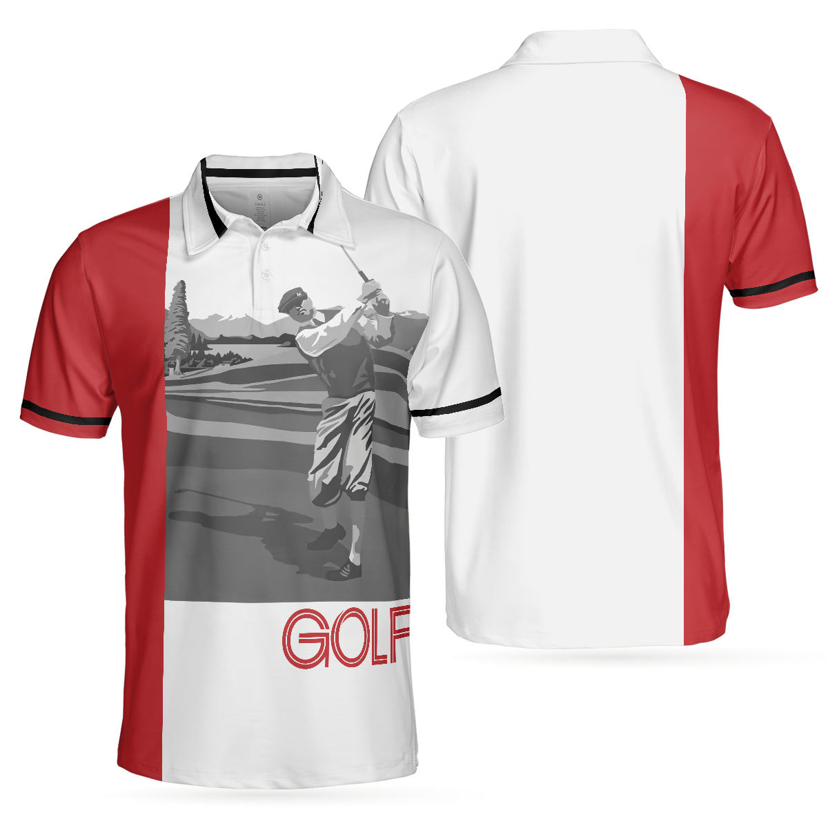Man Playing Golf Short Sleeve Polo Shirt, Golfer Graphic Polo Shirt, Best Golf Shirt For Men