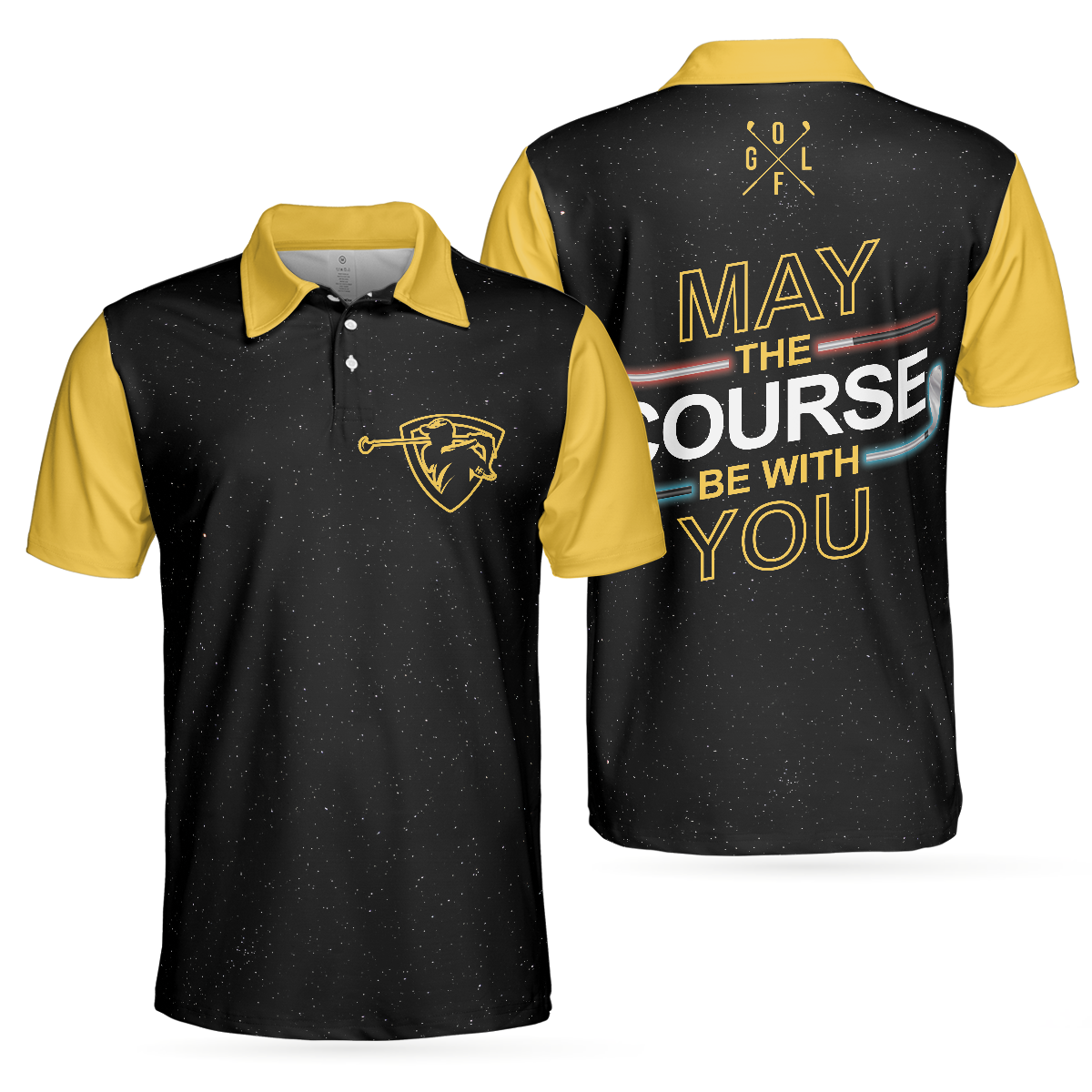 May The Course Be With You Golf Polo Shirt, Galaxy Golf Club Lightsaber Polo Shirt, Best Golf Shirt For Men