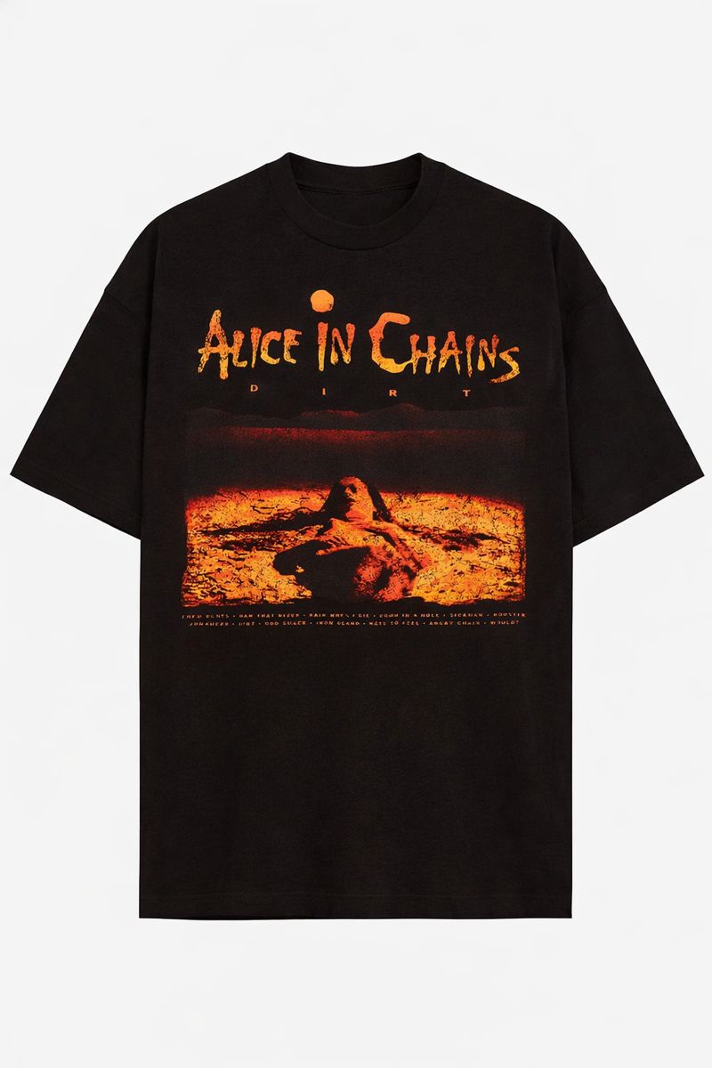 Men's Alice In Chains Graphic Oversized T-Shirt Dirt Album Cotton Black Adult Size S-4XL