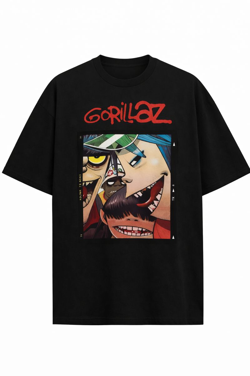 Men's Gorillaz Graphic Oversized T-Shirt Virtual Band 100% Cotton Charcoal Adult Size S-4XL