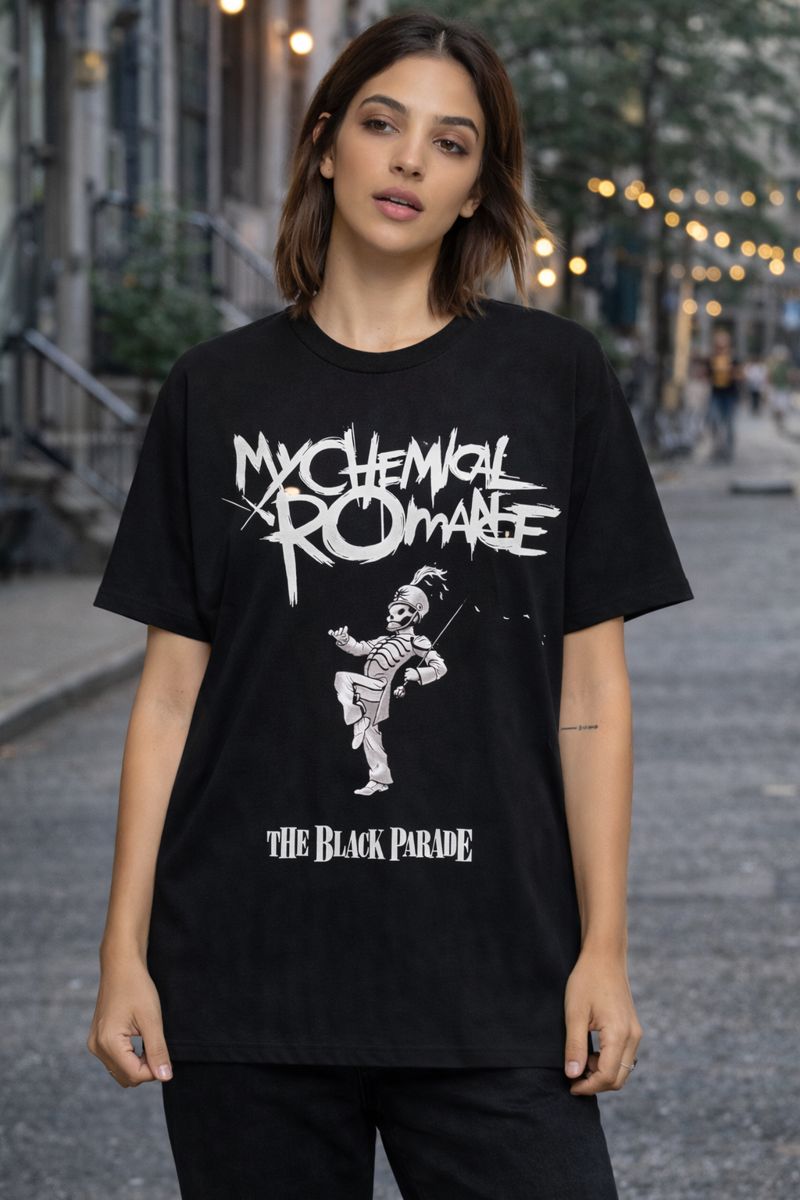 Men's My Chemical Romance Graphic Oversized T-Shirt The Black Parade Cotton Black Adult Size S-4XL - Image 3