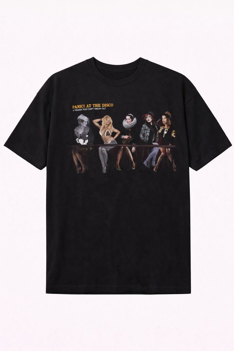 Men's Panic! At The Disco Graphic Oversized T-Shirt A Fever You Can't Sweat Out Cotton Maroon Adult Size S-4XL