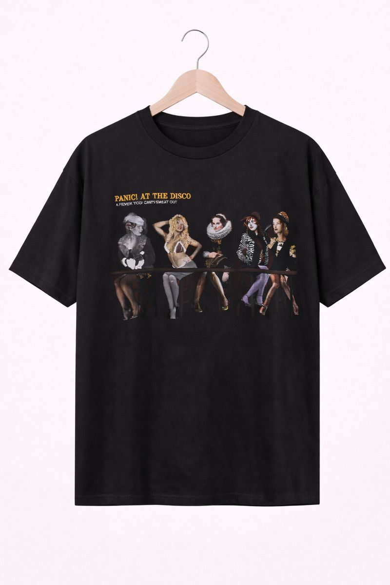 Alternative view of Men's Panic! At The Disco Graphic Oversized T-Shirt A Fever You Can't Sweat Out Cotton Maroon Adult Size S-4XL