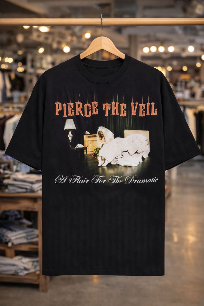 Alternative view of Men's Pierce The Veil Graphic Oversized T-Shirt A Flair For The Dramatic Cotton Black Adult Size S-4XL