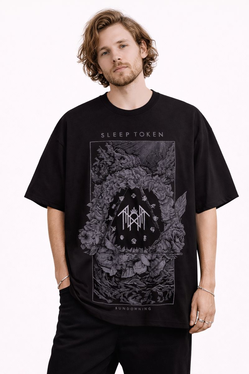 Men's Sleep Token Graphic Oversized T-Shirt Sundowning Album Cotton Black Adult Size S-4XL - Image 3