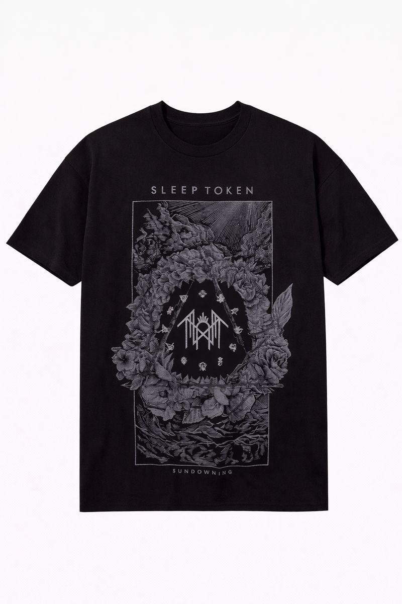 Men's Sleep Token Graphic Oversized T-Shirt Sundowning Album Cotton Black Adult Size S-4XL