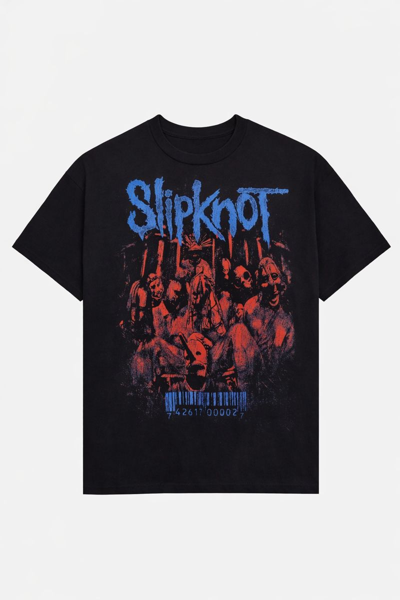 Men's Slipknot Graphic Oversized T-Shirt Metal Band Cotton Black Adult Size S-4XL