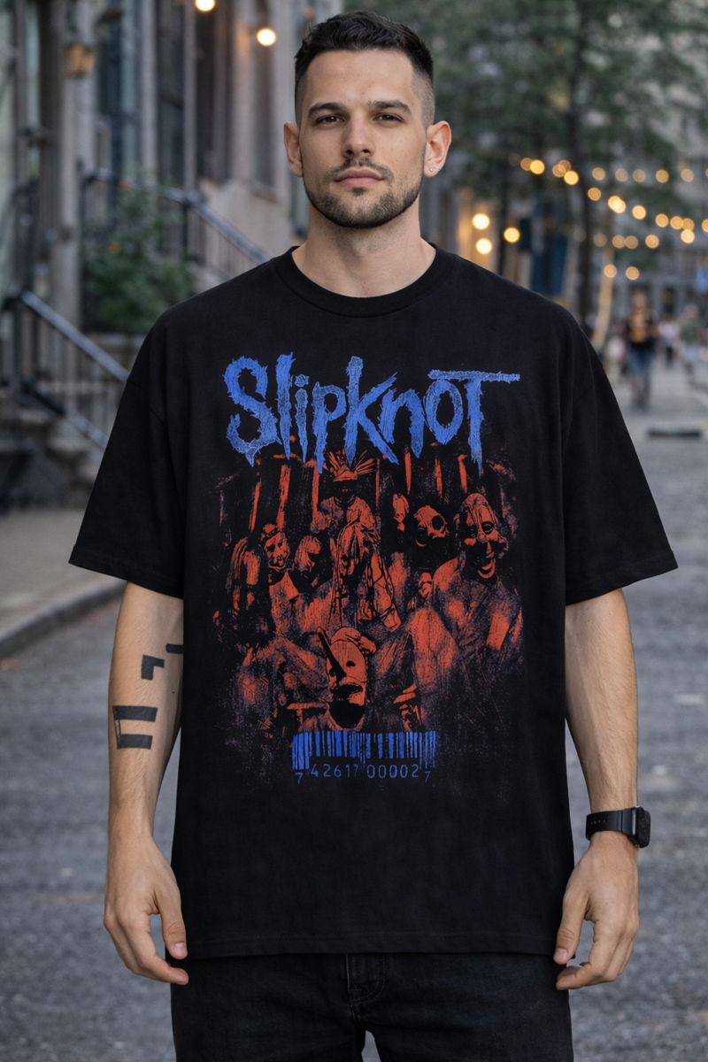 Alternative view of Men's Slipknot Graphic Oversized T-Shirt Metal Band Cotton Black Adult Size S-4XL