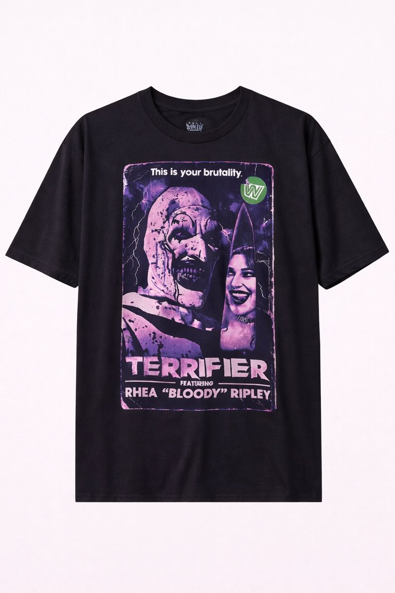 Men's Terrifier Graphic Oversized T-Shirt Rhea Bloody Ripley Horror Cotton Black Adult Size S-4XL