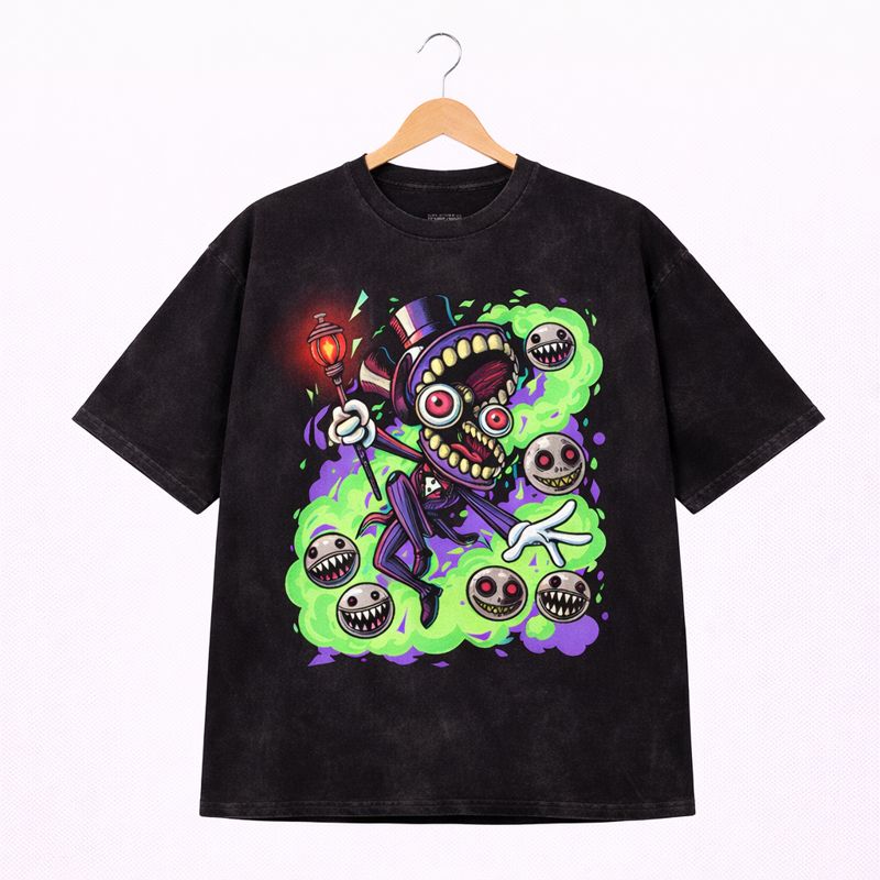 Alternative view of Men's The Amazing Digital Circus Graphic Oversized T-Shirt Caine Ringmaster Mineral Wash Black Adult Size S-4XL