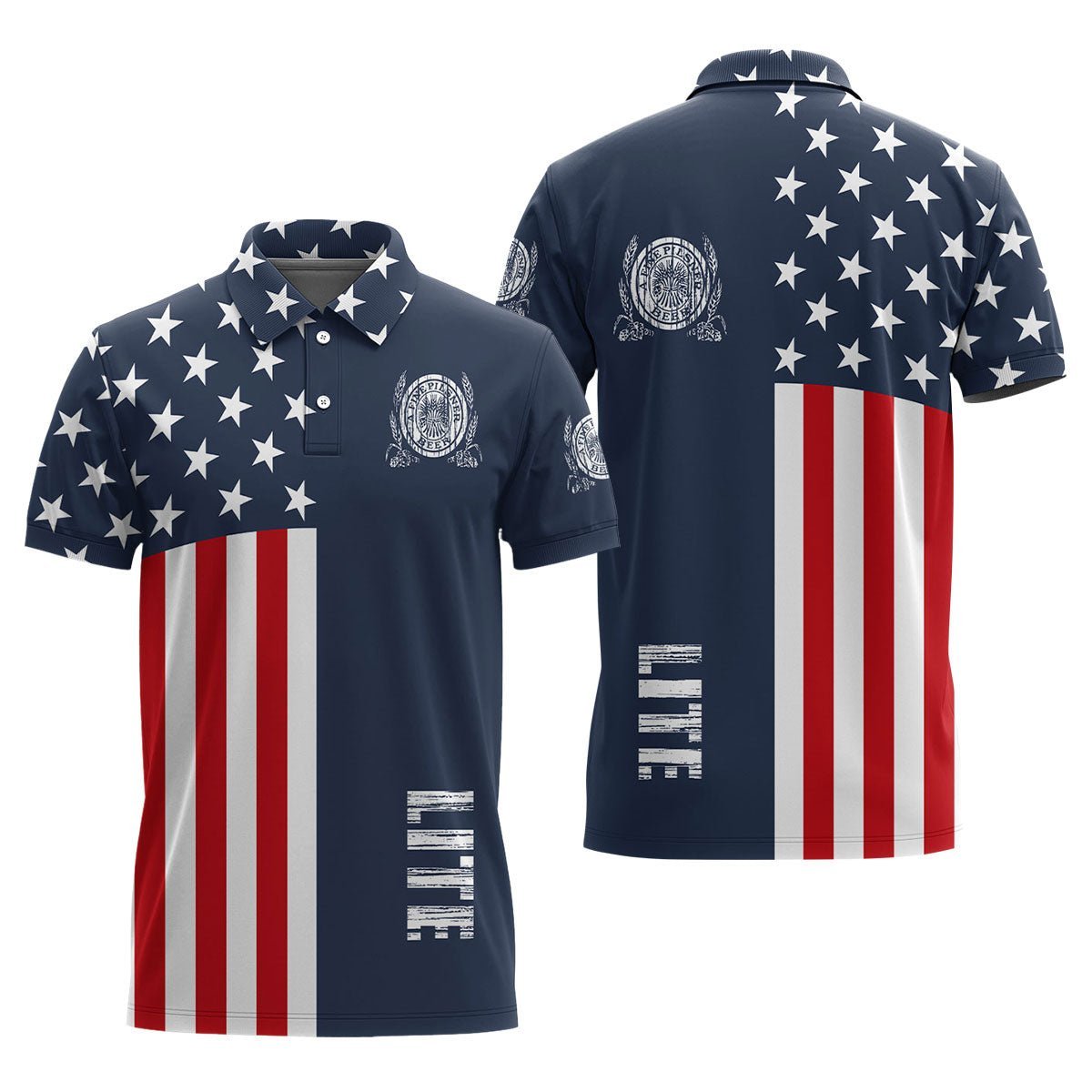 Miller Lite America Flag Polo Shirt
