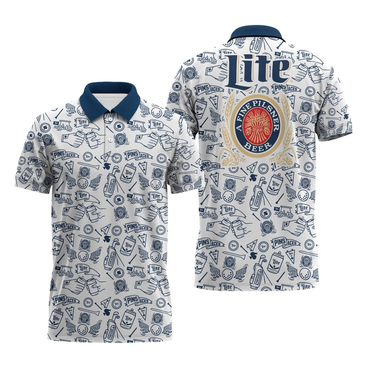 Miller Lite Doodle Art Polo Shirt