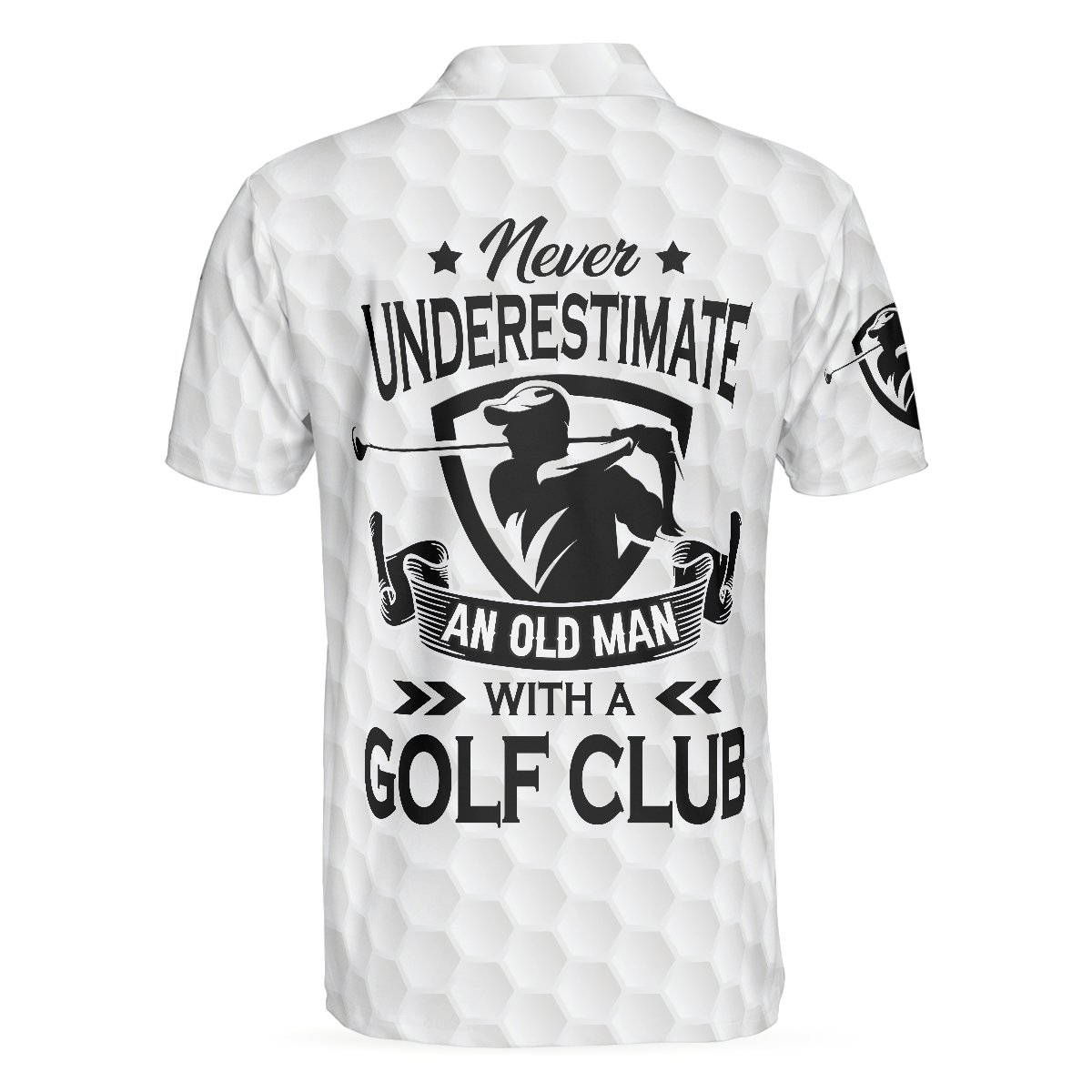 Alternative view of Never Underestimate An Old Man With A Golf Club Polo Shirt, White Skull Polo Shirt, Best Golf Shirt For Men