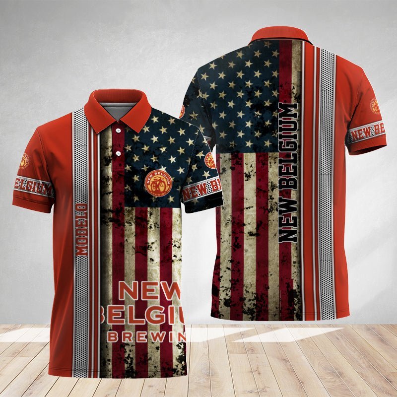 New Belgium Steel American Flag Polo Shirt