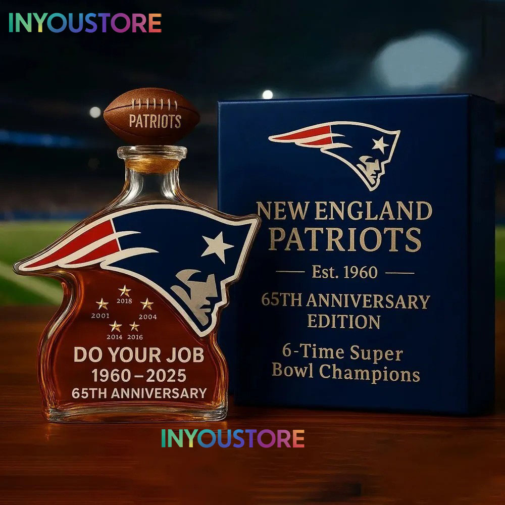 New England Patriots 65th Anniversary Glass Whiskey Bottle - Image 4