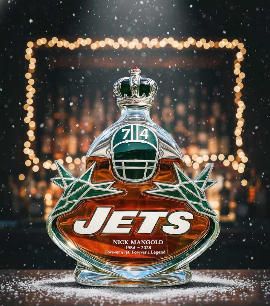 New York Jets Nick Mangold 1984-2025 Forever A Jet Forever A Legend Whiskey Bottle - Image 5