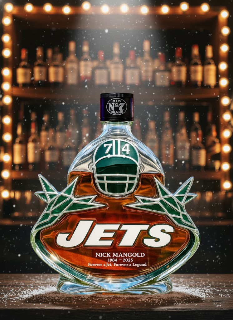 New York Jets Nick Mangold 1984-2025 Forever A Jet Forever A Legend Whiskey Bottle - Image 4
