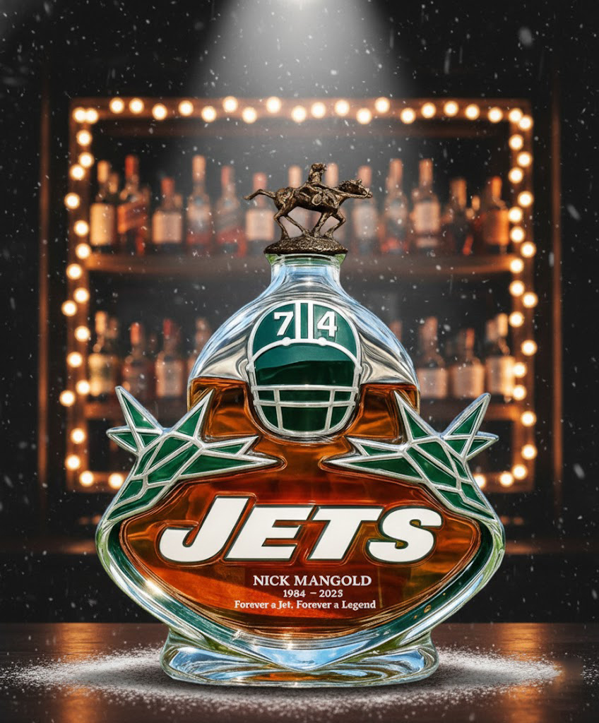 New York Jets Nick Mangold 1984-2025 Forever A Jet Forever A Legend Whiskey Bottle - Image 3