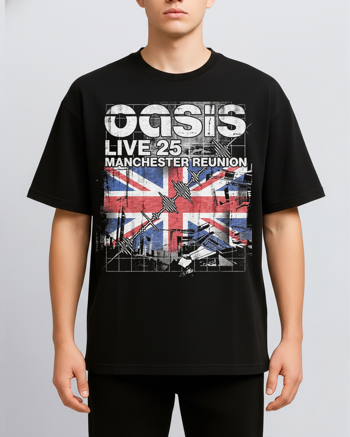 Alternative view of Oasis Live 25 Reunion 90s Britpop Manchester Era Vintage Bootleg Oversized