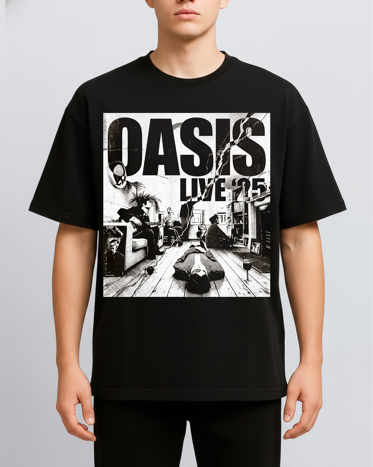 Alternative view of Oasis Live 25 Reunion Vintage 90s Britpop Bootleg Washed Manchester