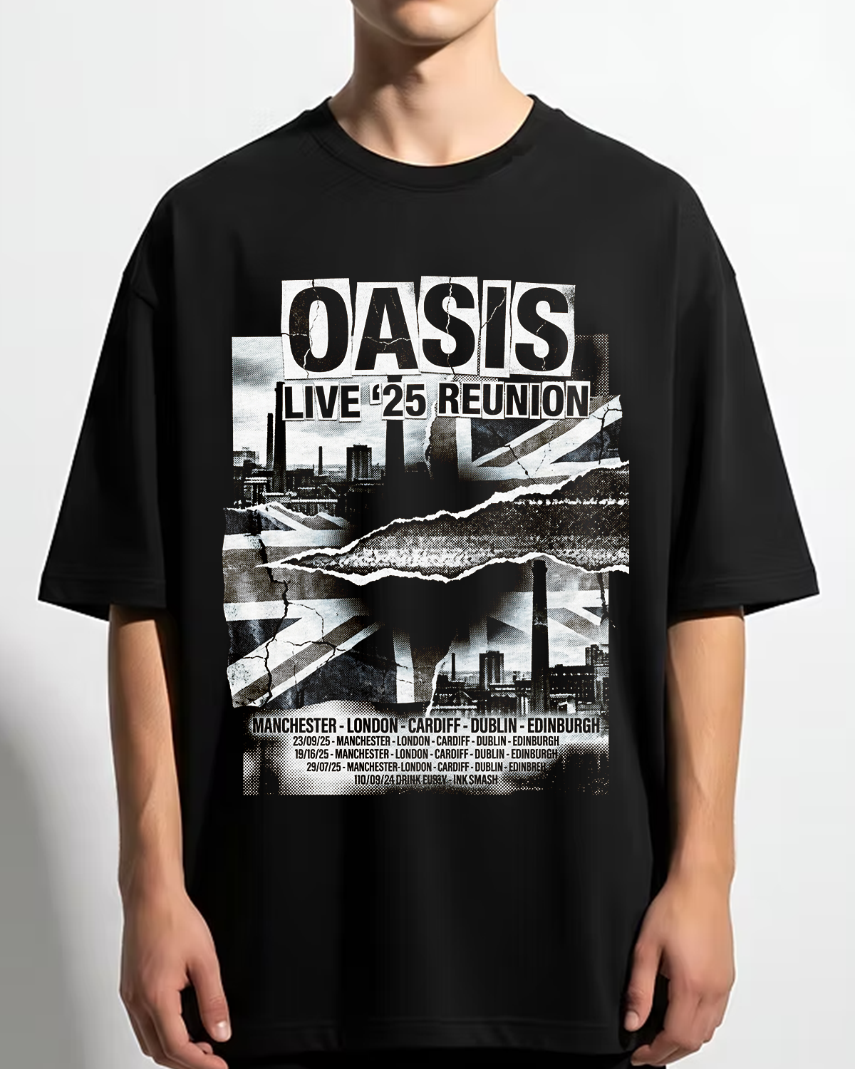 Oasis Reunion Live 25 Vintage 90s Britpop Bootleg Washed Rock n Roll - Image 3