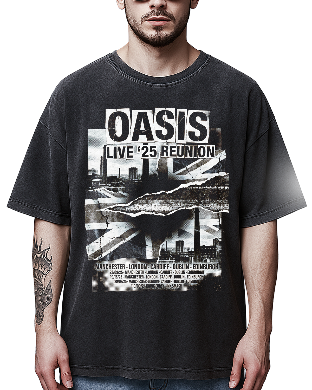 Oasis Reunion Live 25 Vintage 90s Britpop Bootleg Washed Rock n Roll - Image 6