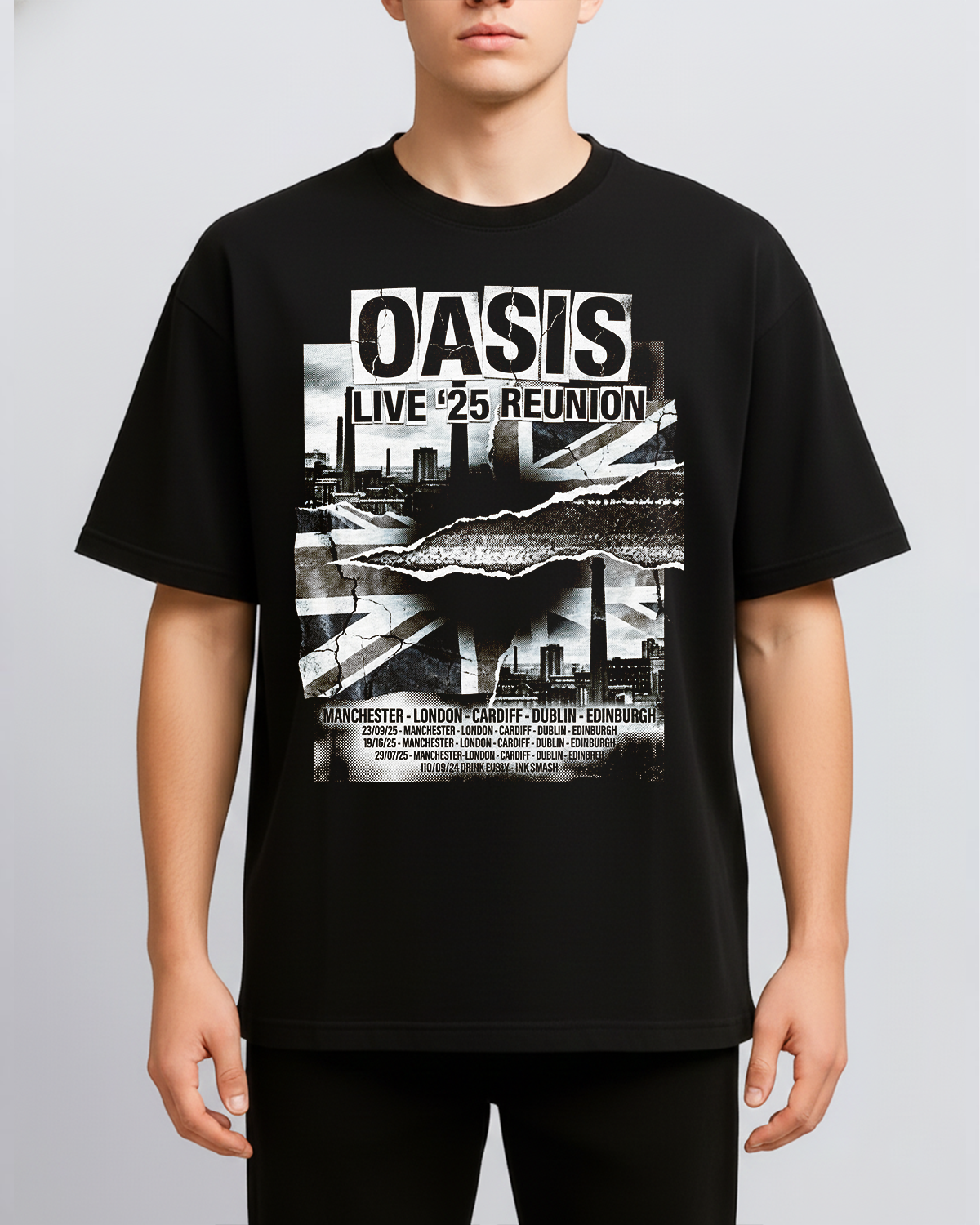 Alternative view of Oasis Reunion Live 25 Vintage 90s Britpop Bootleg Washed Rock n Roll