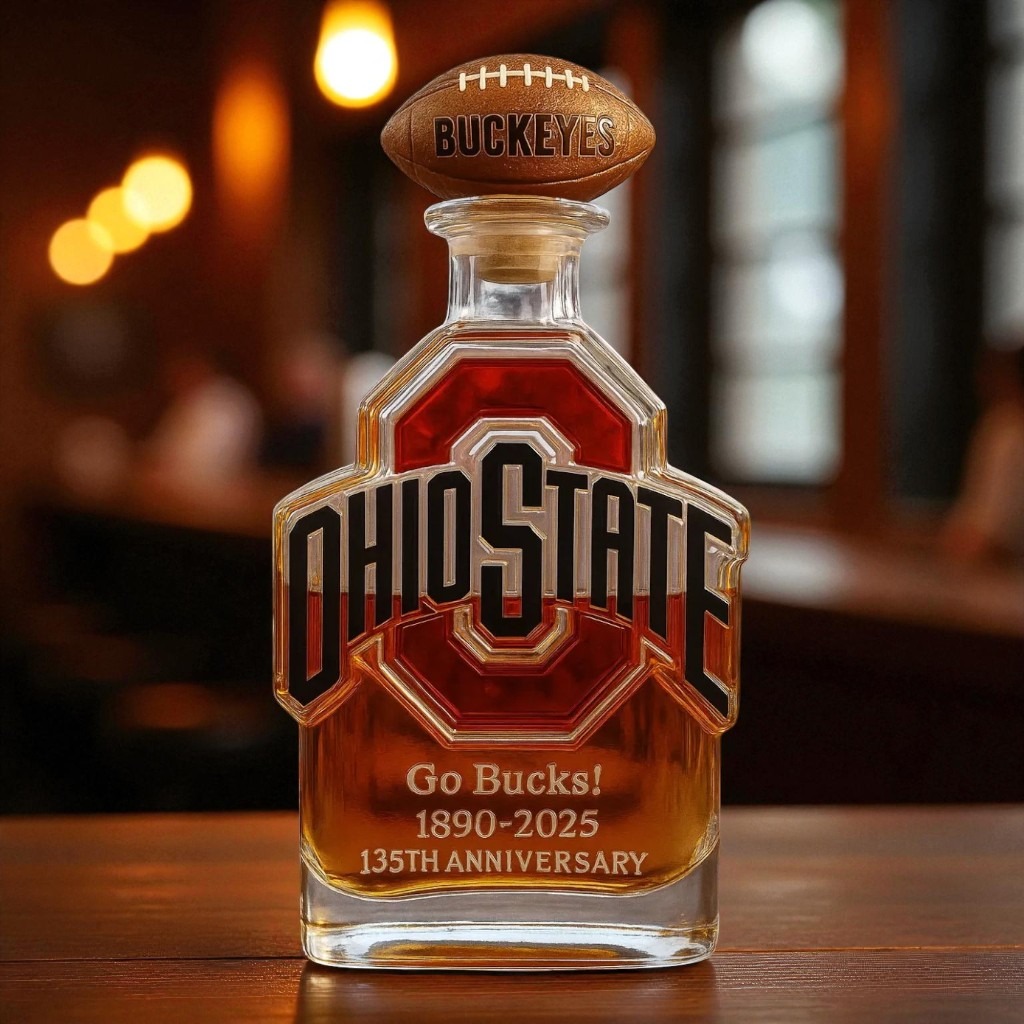 Alternative view of Ohio State Buckeyes 135th Anniversary: Etching Glory in Every Drop of ‘Go Bucks’ Whiskey Bottle
