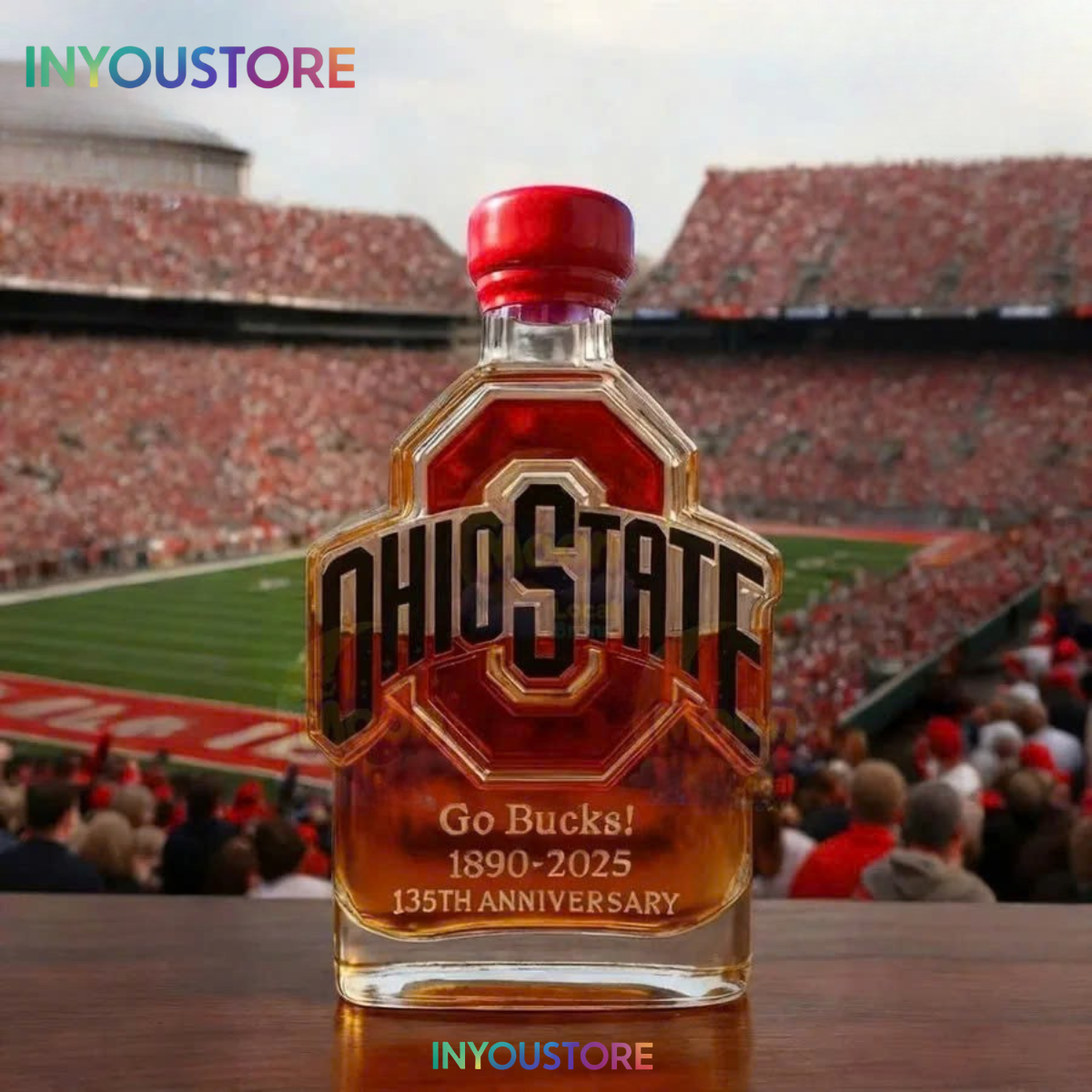 Ohio State Go Bucks 1980-2025 135th Anniversary Whiskey Bottle