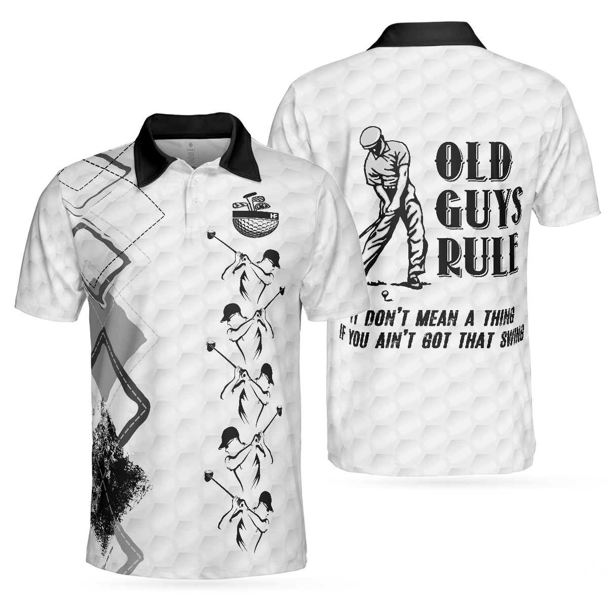 Old Guys Rule Golf Polo Shirt, Golf Texture Argyle Pattern Polo Shirt, Cool Golfing Shirt For Men