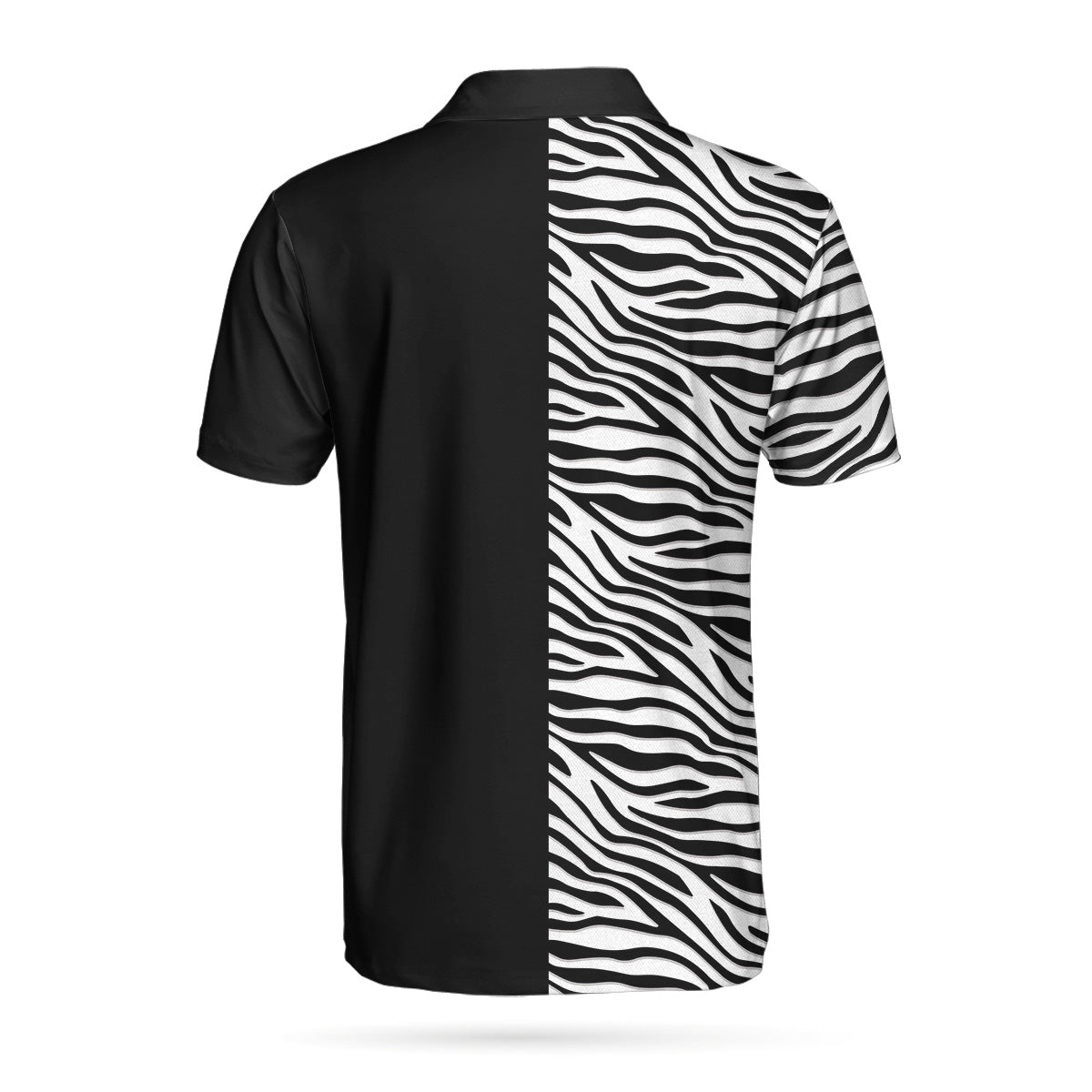 Alternative view of Personalized 2D Zebra Pattern Golf Custom Polo Shirt, Cool Black And White Zebra Golf Shirt For Men