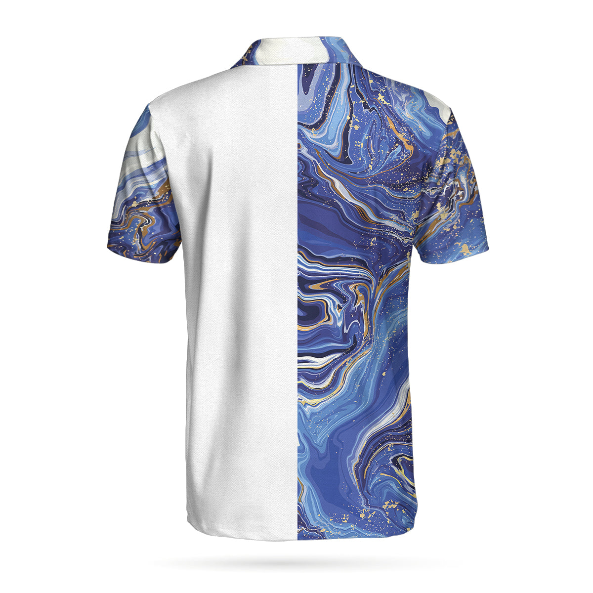 Alternative view of Personalized Blue Marble And Gold Golf Custom Polo Shirt, Cool Golf Shirt For Men