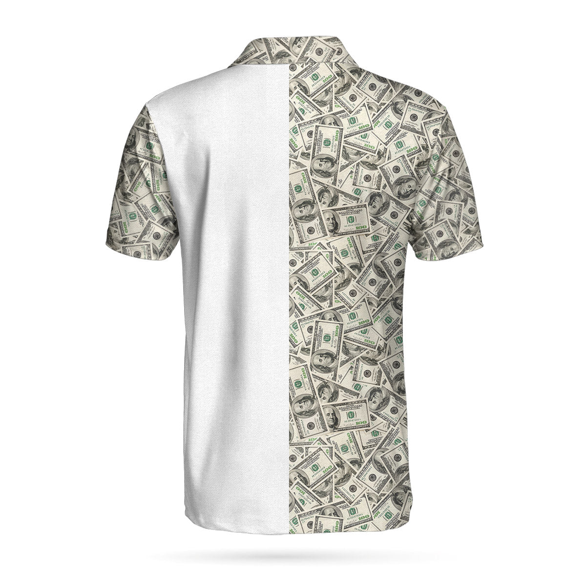 Alternative view of Personalized Dollar Golf Custom Polo Shirt, Dollar Bill Pattern Polo Shirt, Cool Golf Shirt For Men