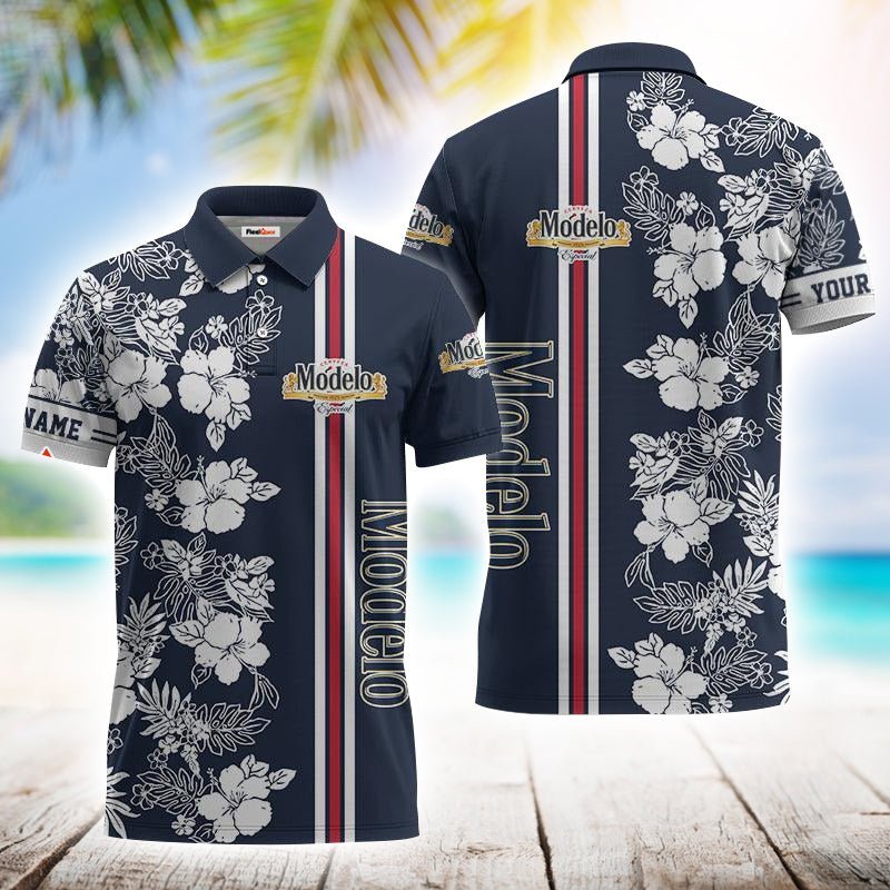 Personalized Modelo Flower Stripe Polo Shirt