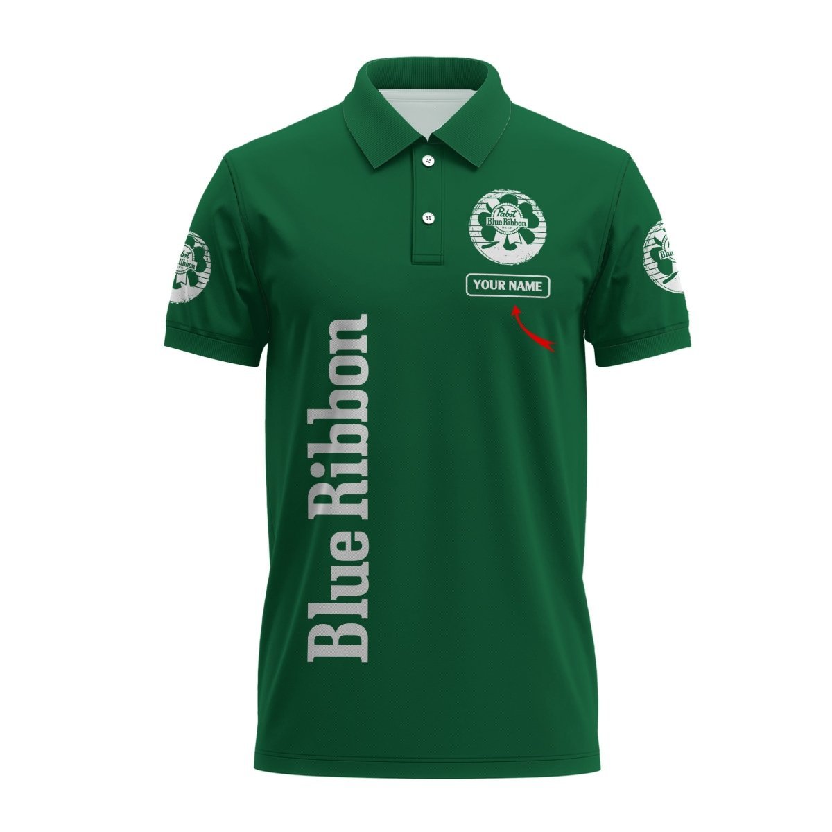 Personalized Pabst Blue Ribbon St Patrick's Day Polo Shirt