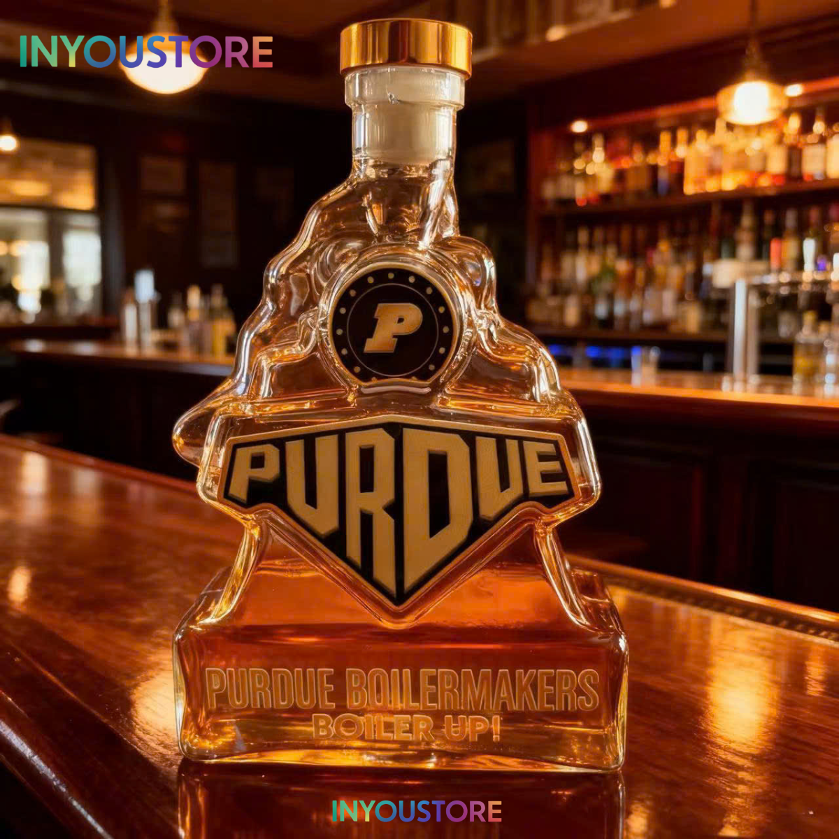 Purdue Boilermakers Boiler Up Train Whiskey Bottle