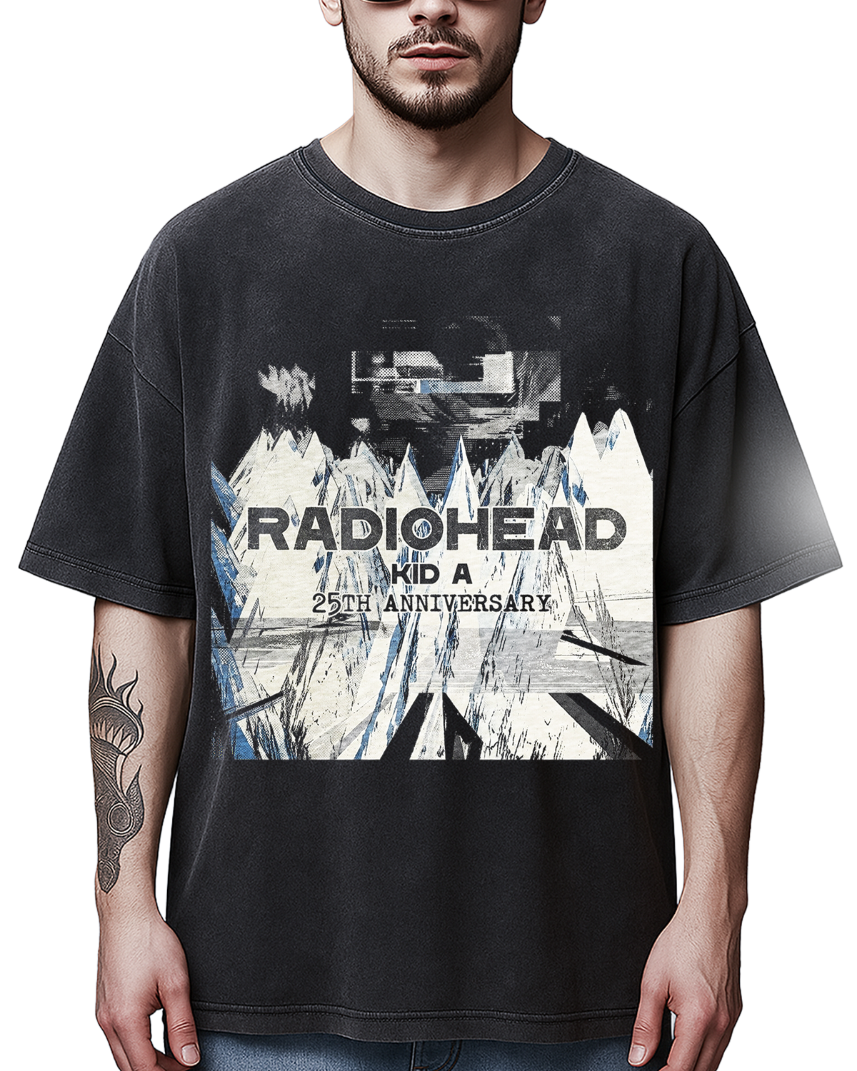 Radiohead Kid A Era Abstract Art Rock Vintage Washed Heavyweight Graphic Tee - Image 6