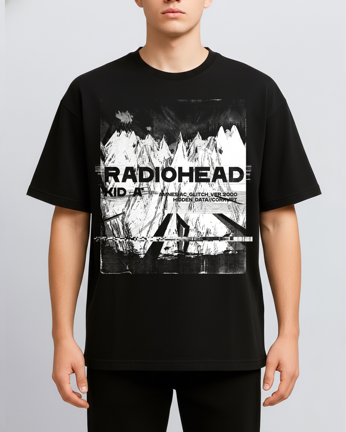Alternative view of Radiohead Kid A Glitch Vintage 2000s Art Rock Bootleg Washed Experimental