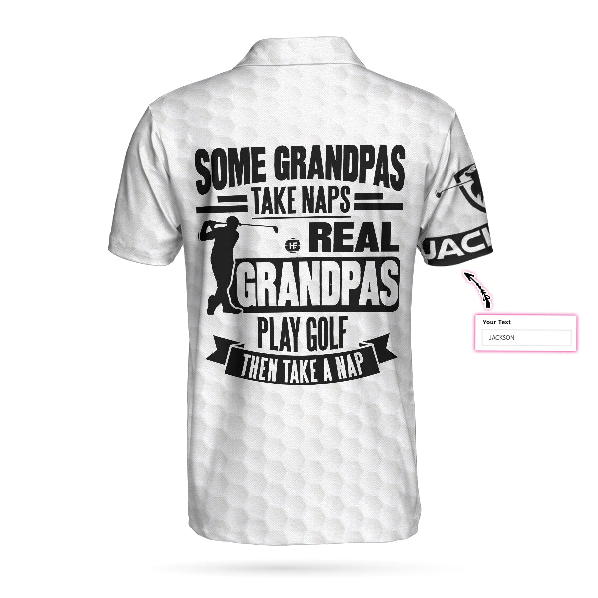 Alternative view of Real Grandpas Play Golf Custom Polo Shirt, Personalized Golf Shirt For Men, Funny Skull Golf Polo Shirt