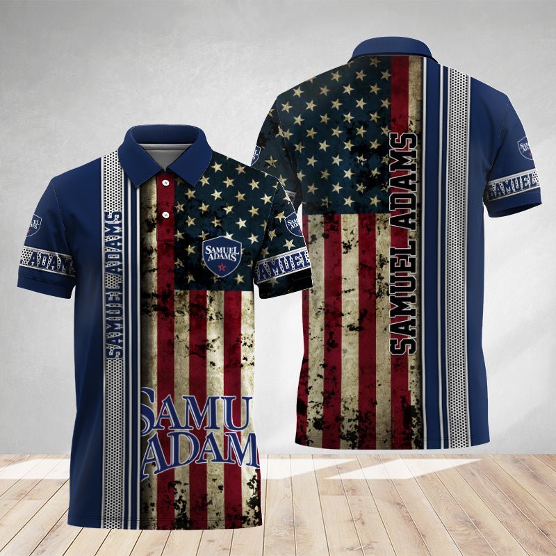 Samuel Adams Stainless Steel American Flag Polo Shirt