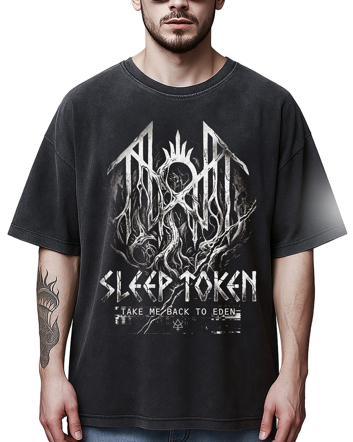 Sleep Token Eden Era Occult Metal Aesthetic Vintage Wash Heavyweight - Image 3