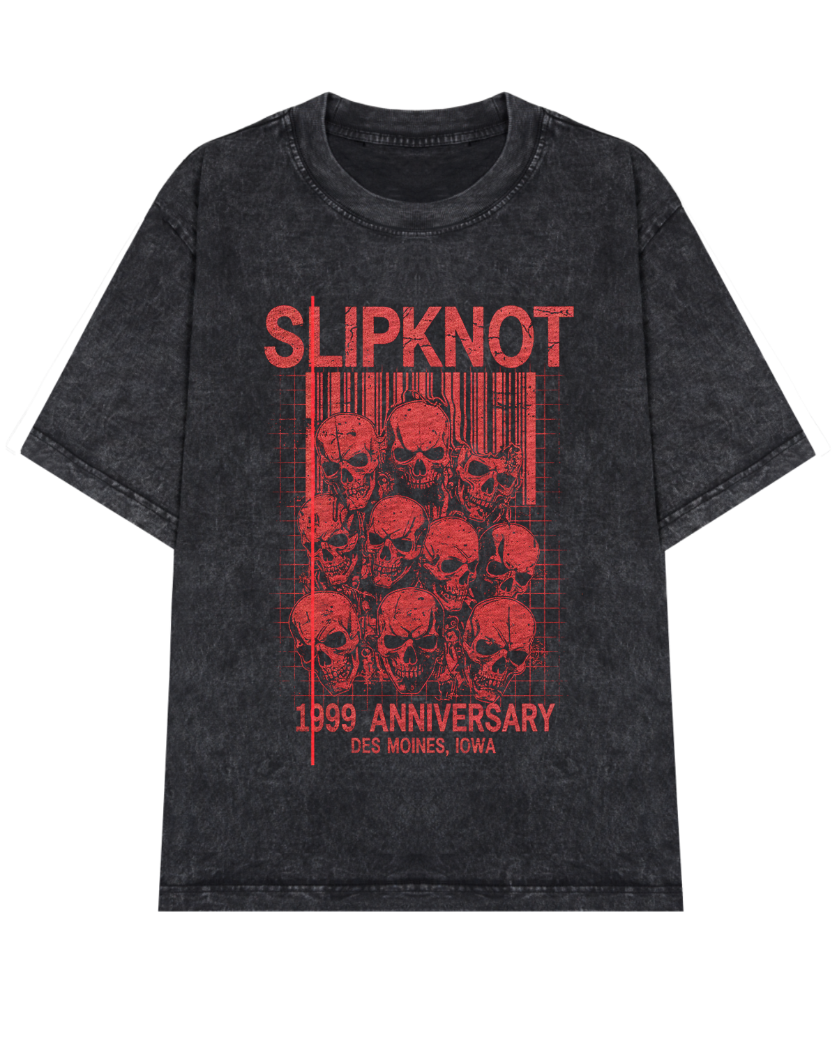 Slipknot 1999 Anniversary Vintage Nu Metal Industrial Bootleg Distressed Red - Image 3