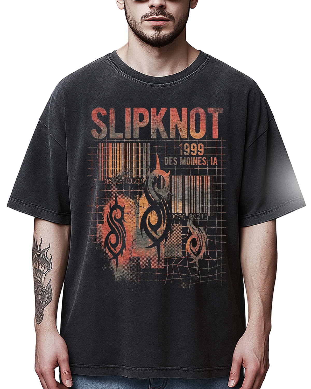 Slipknot 1999 Era Vintage Nu Metal Tribal Bootleg Washed Des Moines - Image 4
