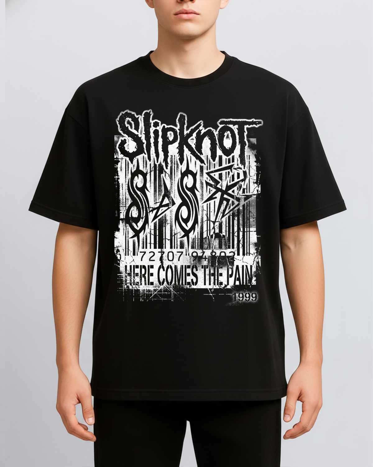 Alternative view of Slipknot 25th Anniversary Vintage 1999 Nu Metal Bootleg Washed Industrial