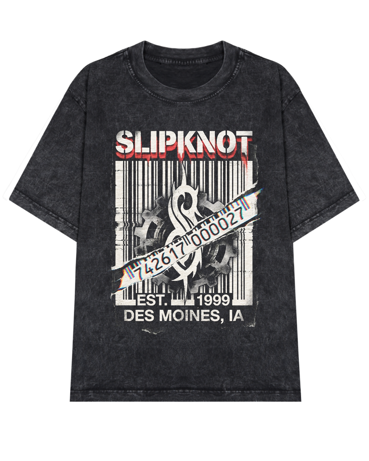Slipknot Self Titled Era Vintage 90s Nü Metal Bootleg Washed Industrial - Image 3