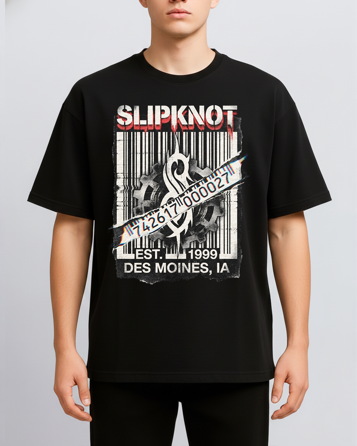 Alternative view of Slipknot Self Titled Era Vintage 90s Nü Metal Bootleg Washed Industrial