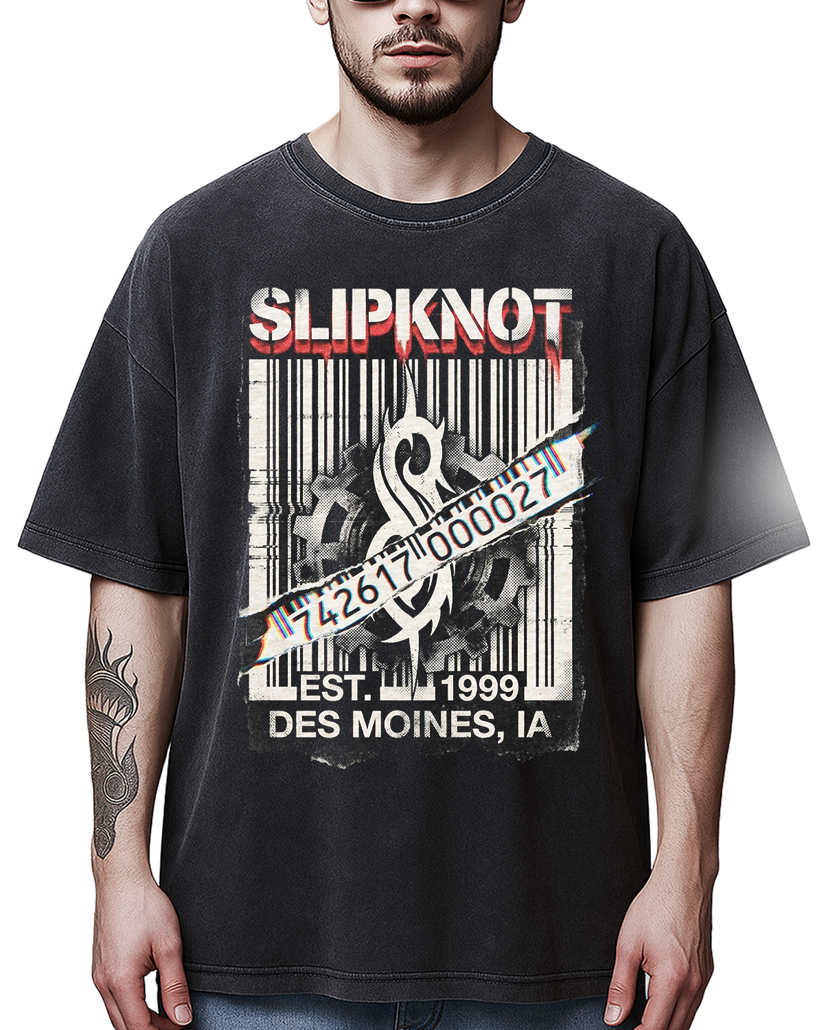 Slipknot Self Titled Era Vintage 90s Nü Metal Bootleg Washed Industrial - Image 4