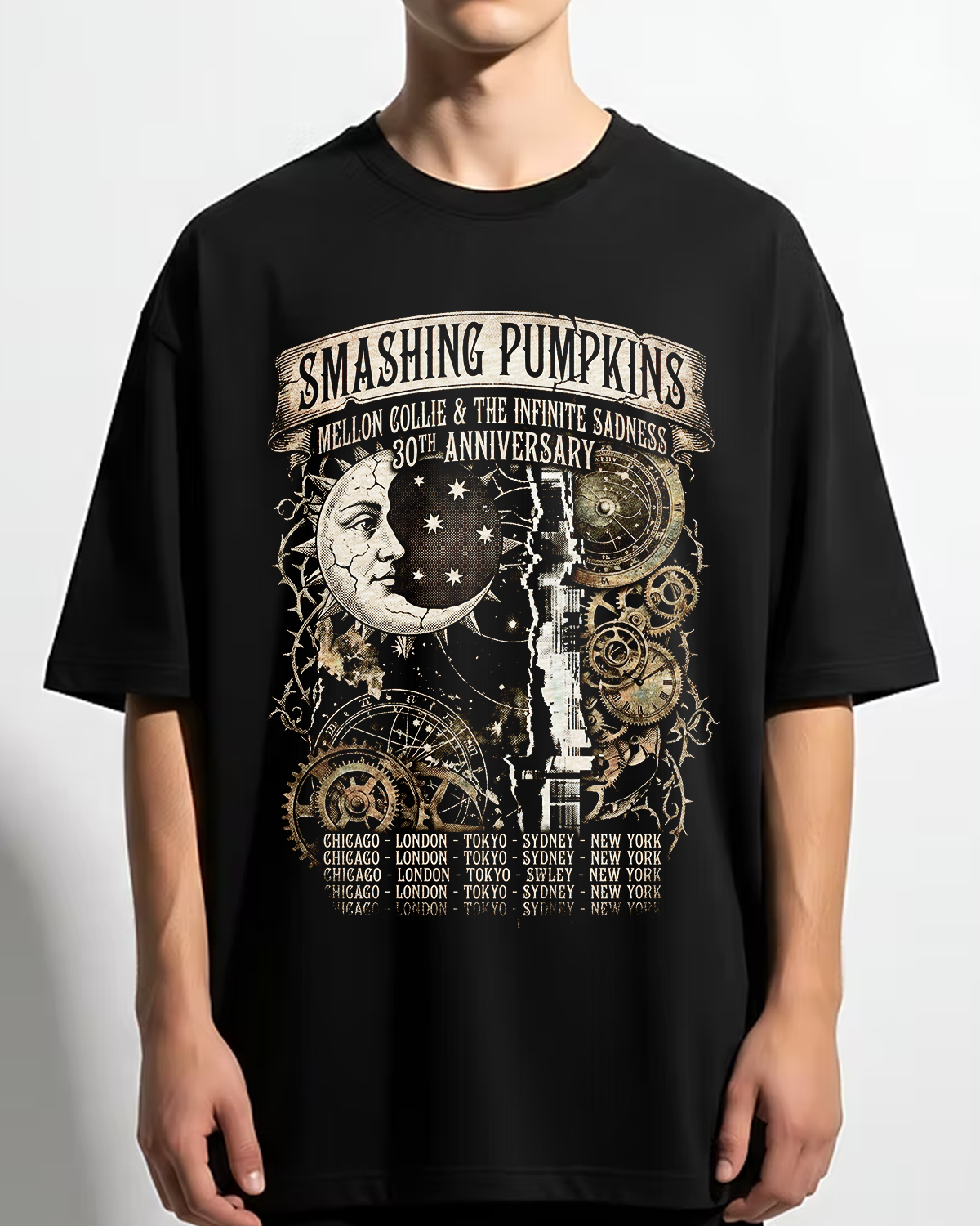 Smashing Pumpkins Mellon Collie 30th Vintage 90s Grunge Bootleg Washed Art - Image 3