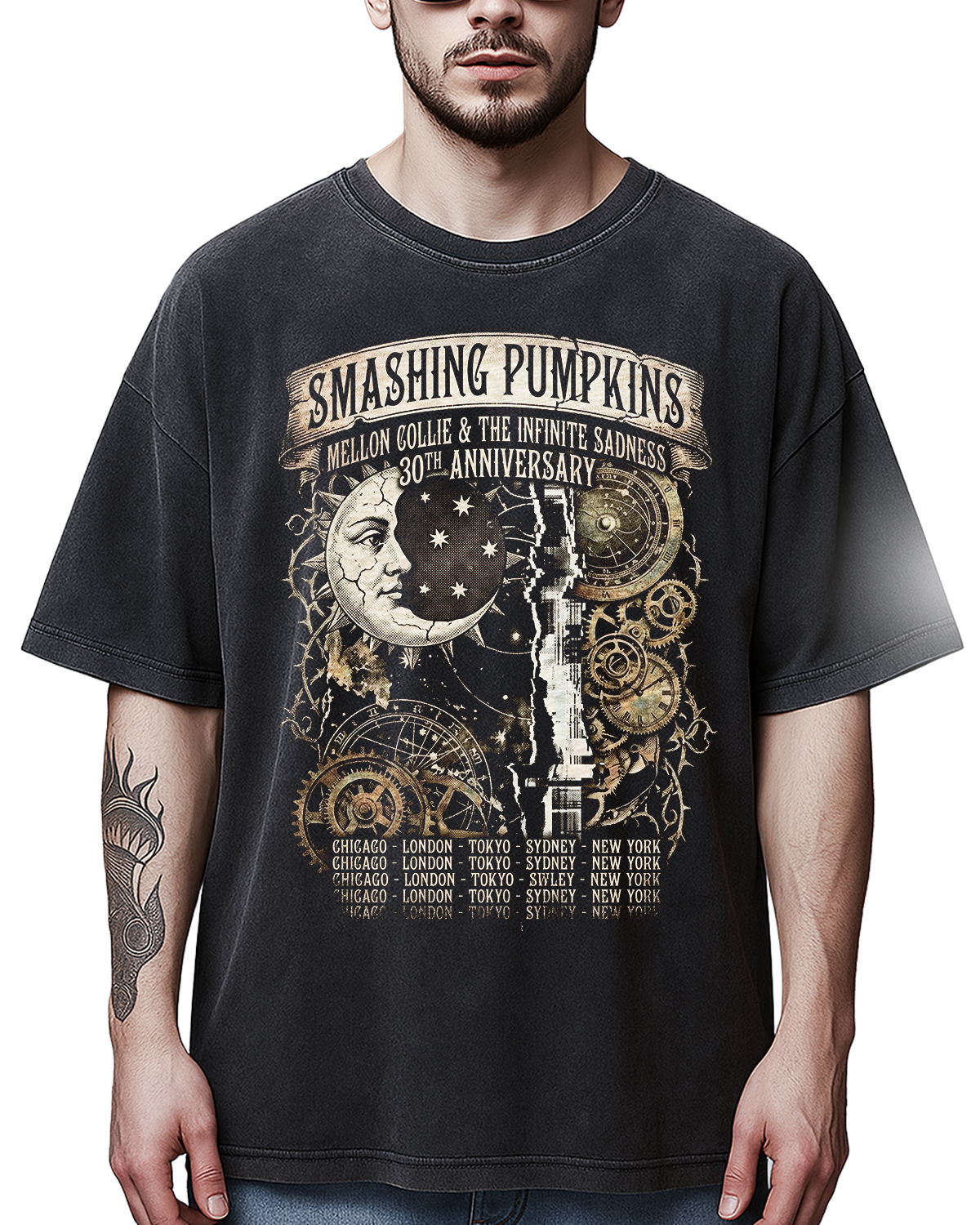 Smashing Pumpkins Mellon Collie 30th Vintage 90s Grunge Bootleg Washed Art - Image 6